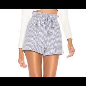 J.O.A PAPER BAG SHORTS IN BLUE GINGHAM
